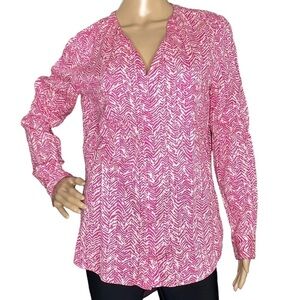 Joe Fresh pink & white button down shirt, medium